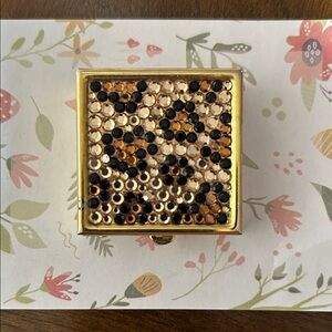 Gold and Black rhinestone Leopard Print pill box.